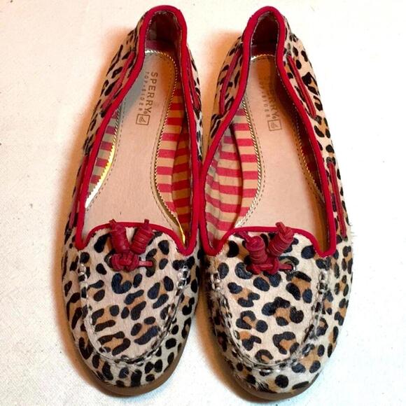 🍁Sperry leather Top-sider animal print slip on shoes size 7 - Picture 1 of 8